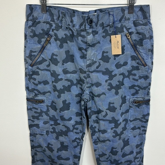 Madewell Blue Camouflage Zip Cargo Pants 28 NWT - Picture 3 of 6